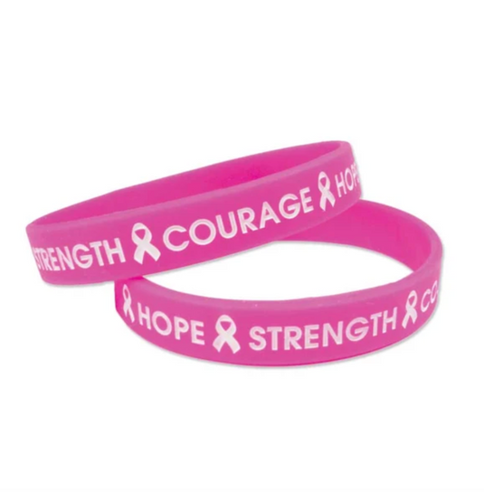 Pink Silicone Hope Breast Cancer Bracelets  Pack of 100