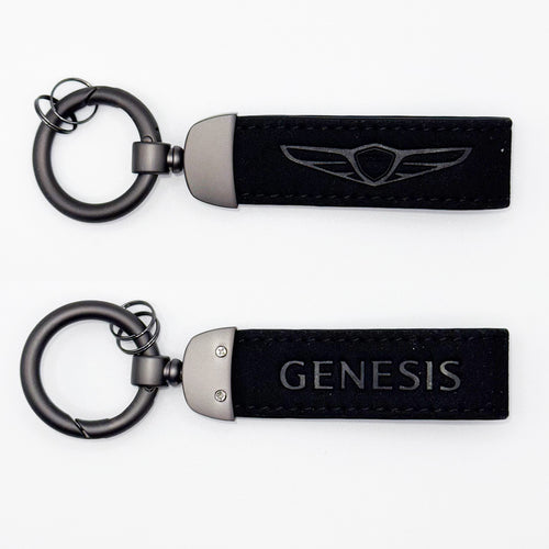 Custom Leather Suede  with Gun Metal Key Fob