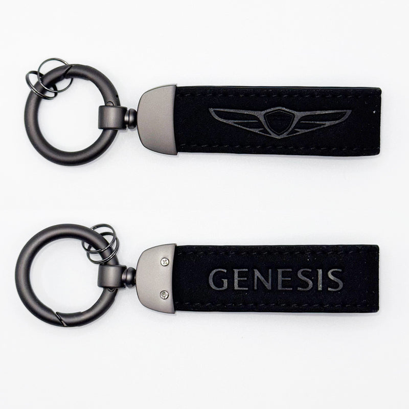 Load image into Gallery viewer, Custom Leather Suede  with Gun Metal Key Fob
