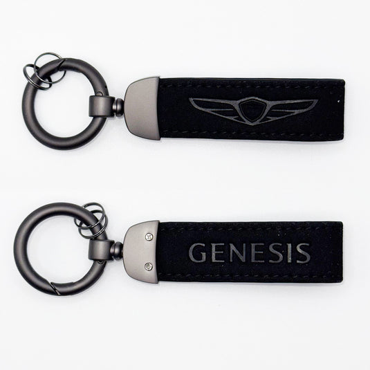 Custom Leather Suede  with Gun Metal Key Fob