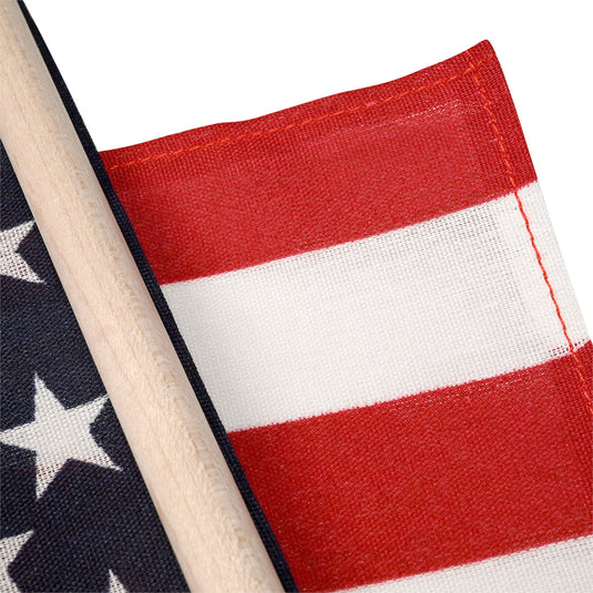 Super Tough 12"x18" US Stick Flag with 30" Holder with Sewn Edges - 12 Pack