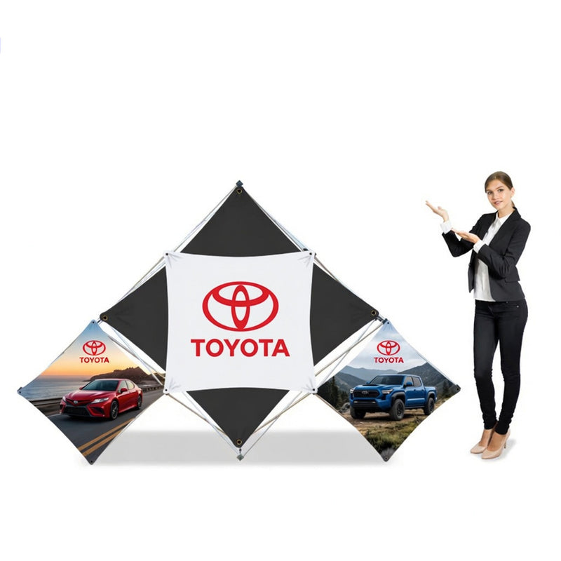 Load image into Gallery viewer, Triangular Large Floor Grid Pop Up Display
