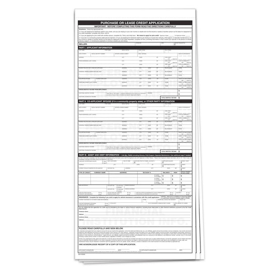 Universal Credit Application - Qty 100 Per Pack