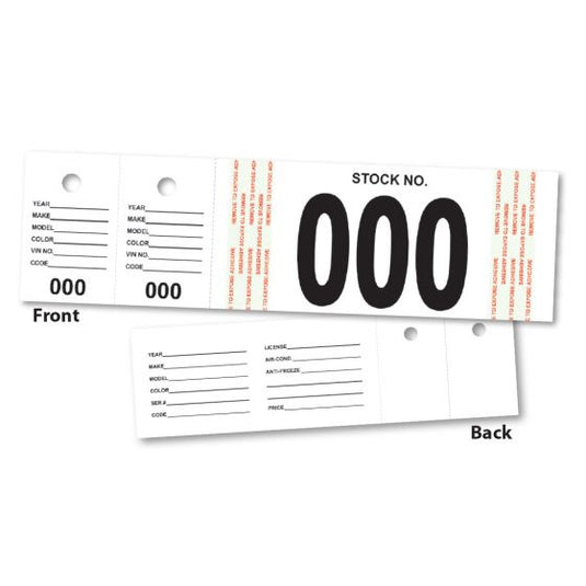 Vehicle Stock Number Tags