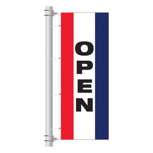 Load image into Gallery viewer, 3ft x 8ft  Drape Flag with sleeves- Vertical Slogan
