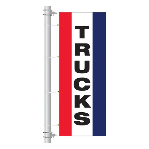 Load image into Gallery viewer, 3ft x 8ft  Drape Flag with sleeves- Vertical Slogan
