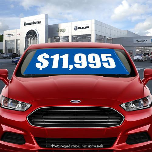 Deluxe Angled Windshield Banner Pricers -  Blue & White