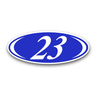 Load image into Gallery viewer, Blue &amp; White Two Digit Oval Year Model
