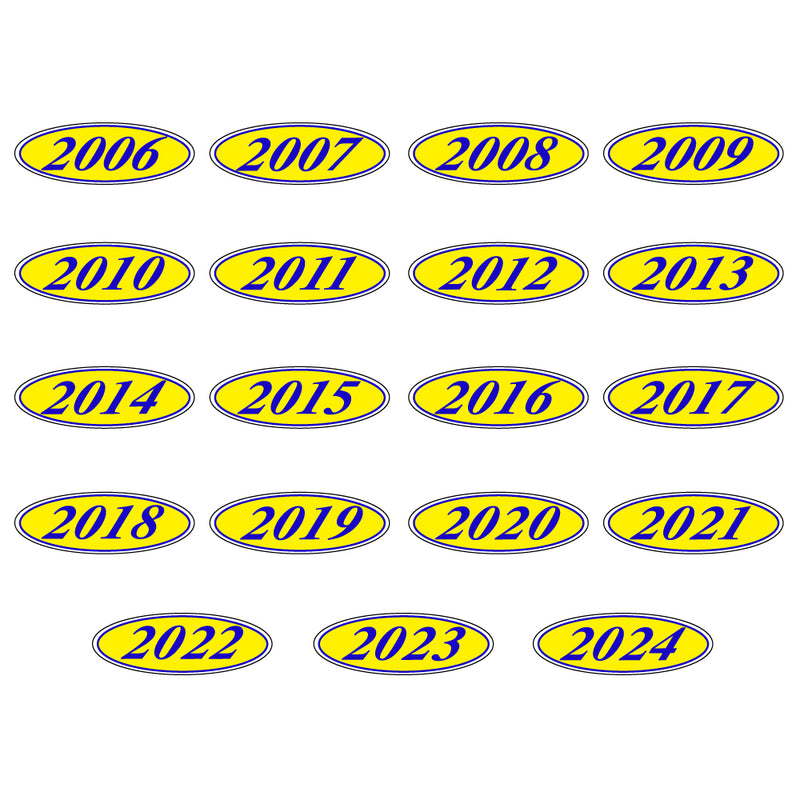 Load image into Gallery viewer, Blue &amp; Yellow Oval Year Model
