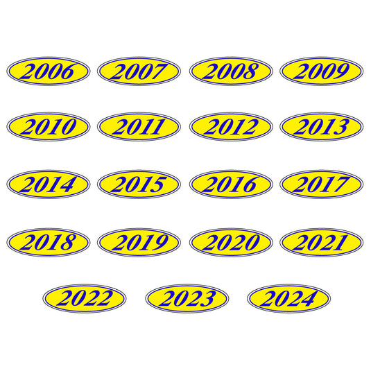 Blue & Yellow Oval Year Model