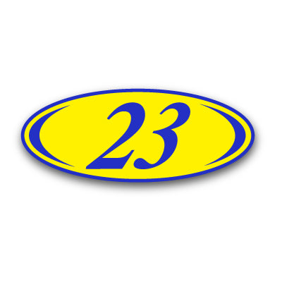 Blue & Yellow Two Digit Oval Year Model