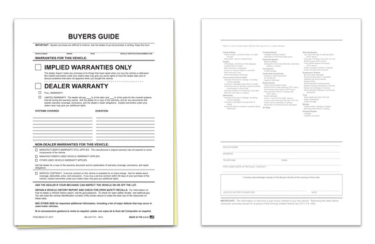 Buyer Guide - Implied Warranty, 2 Part - File Copy - Qty. 100
