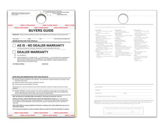 Buyers Guide - BG-2017 - As Is - 2 Part - Hanging Tag - Qty. 100