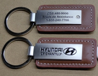 Load image into Gallery viewer, Custom Leather/Metal Rectangle Key Fobs
