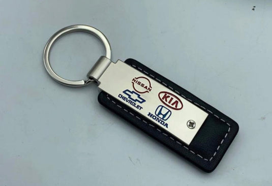 Custom Leather/Metal Rectangle Key Fobs