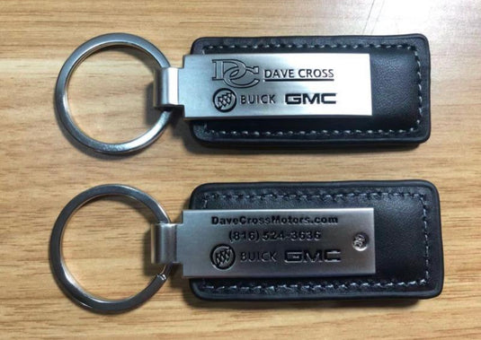 Custom Leather/Metal Rectangle Key Fobs