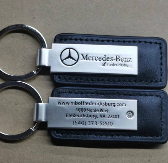 Custom Leather/Metal Rectangle Key Fobs