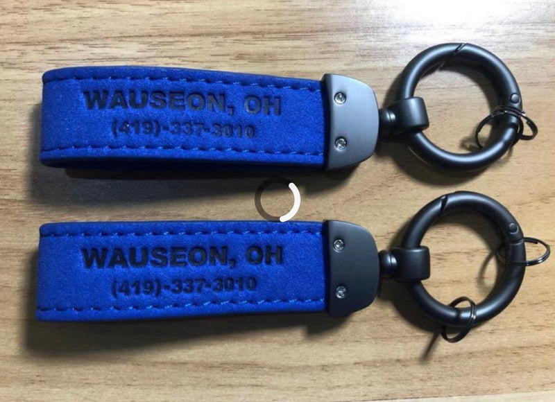 Load image into Gallery viewer, Custom Leather Suede  with Gun Metal Key Fob
