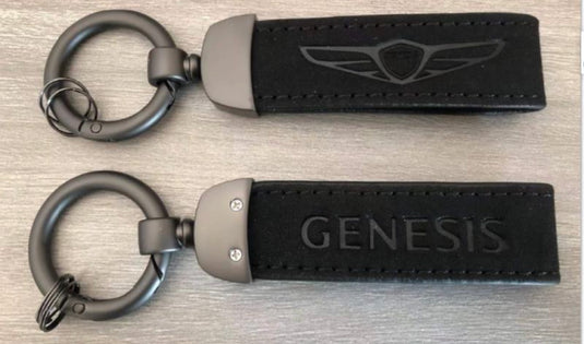 Custom Leather Suede  with Gun Metal Key Fob