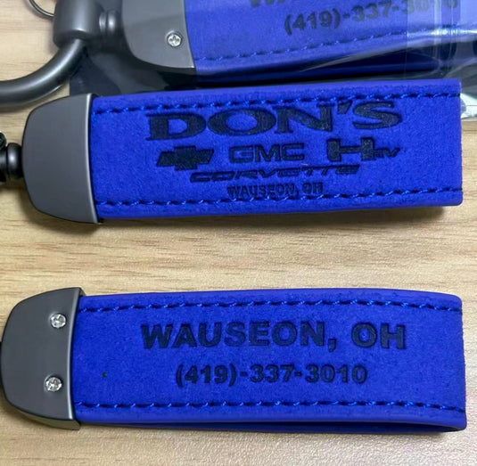 Custom Leather Suede  with Gun Metal Key Fob