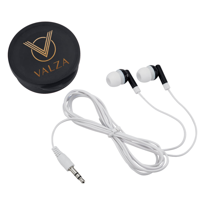 Load image into Gallery viewer, Earbuds In Round Plastic Case
