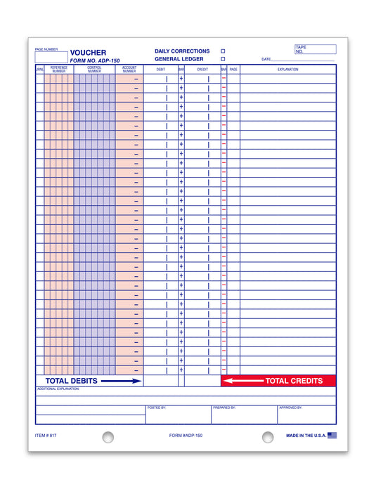 General Journal Voucher - ADP-150 - Qty. 100