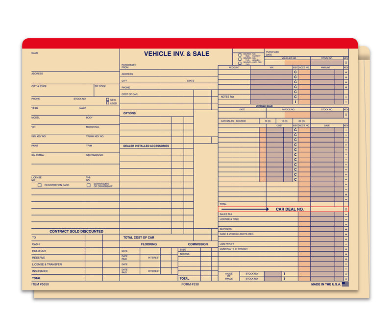 Load image into Gallery viewer, Heavy Duty Vehicle Inv &amp; Sale Jacket Printed- Form#338 (Box of 500)
