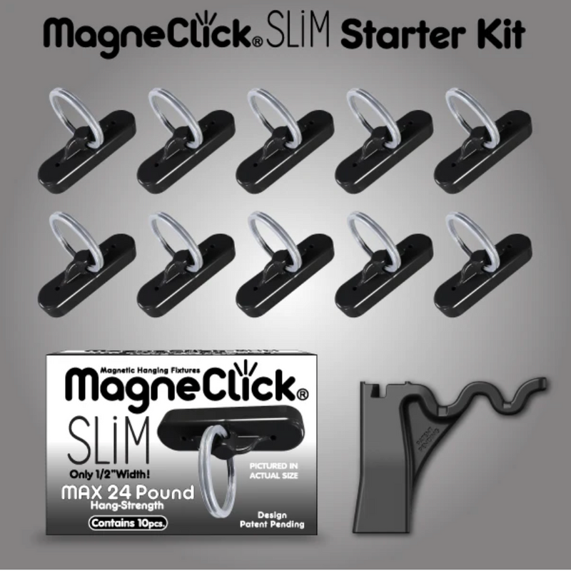 Load image into Gallery viewer, MagneClick® SLiM Ceiling Magnet Starter Kit (24lb Black)
