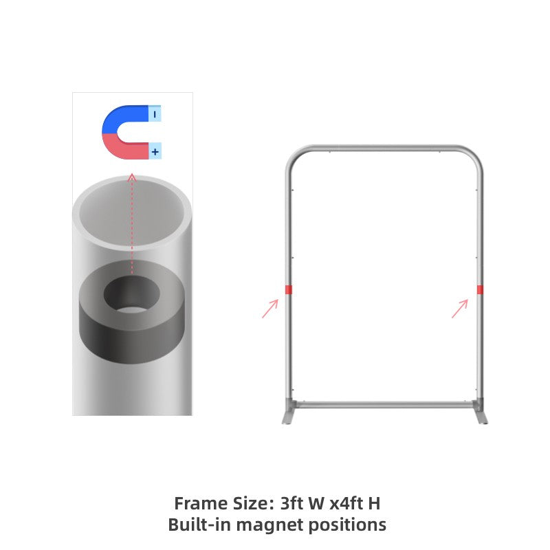 Load image into Gallery viewer, Magnetic straight fabric banner stand showcasing a sleek, portable display with a fabric graphic and magnetic frame for easy setup.
