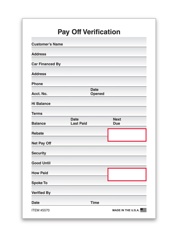 Load image into Gallery viewer, Pay Off Verification - Qty 100 Per Pad
