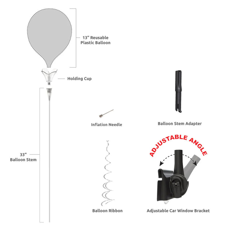 Load image into Gallery viewer, PermaShine® 1-Balloon Bouquet Adjustable Car Window Kit
