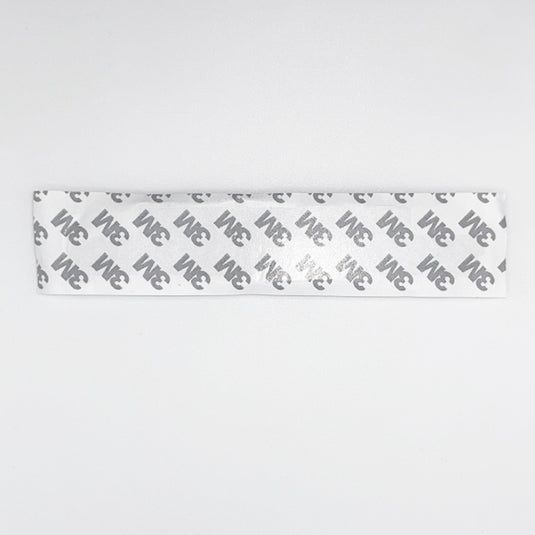 White premium plastic rear deck badge with 3M® tape for easy attachment, designed for vehicle customization.