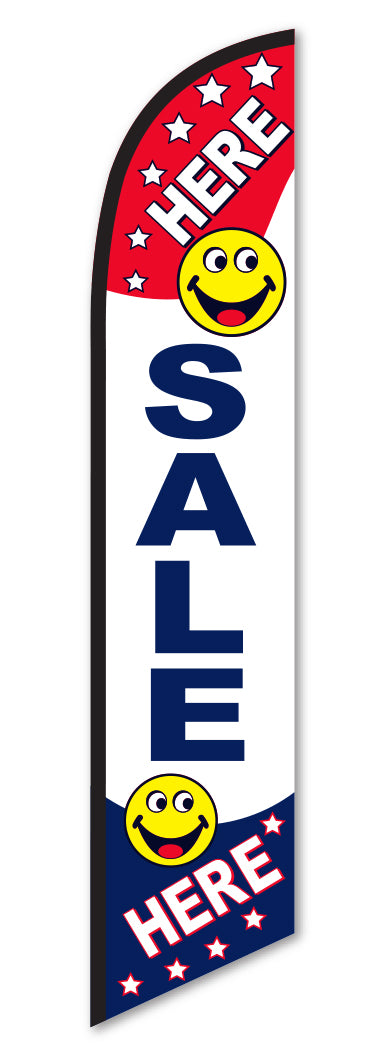 Premium Swooper Flag - Sale with Smiley Face