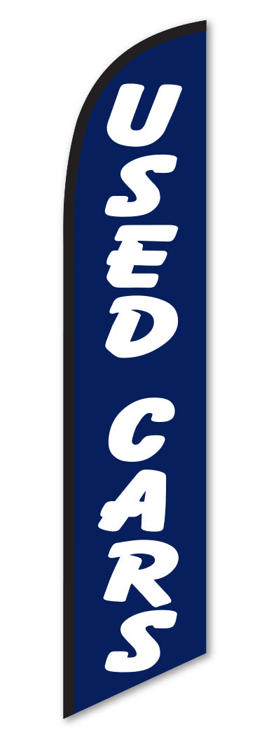 Load image into Gallery viewer, Premium Swooper Flag - Used Cars Blue &amp; White
