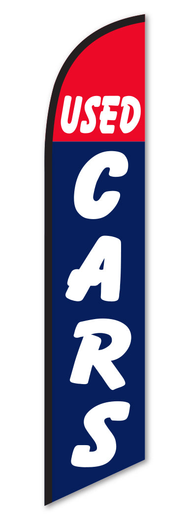 Load image into Gallery viewer, Premium Swooper Flag - Used Cars Red/Blue
