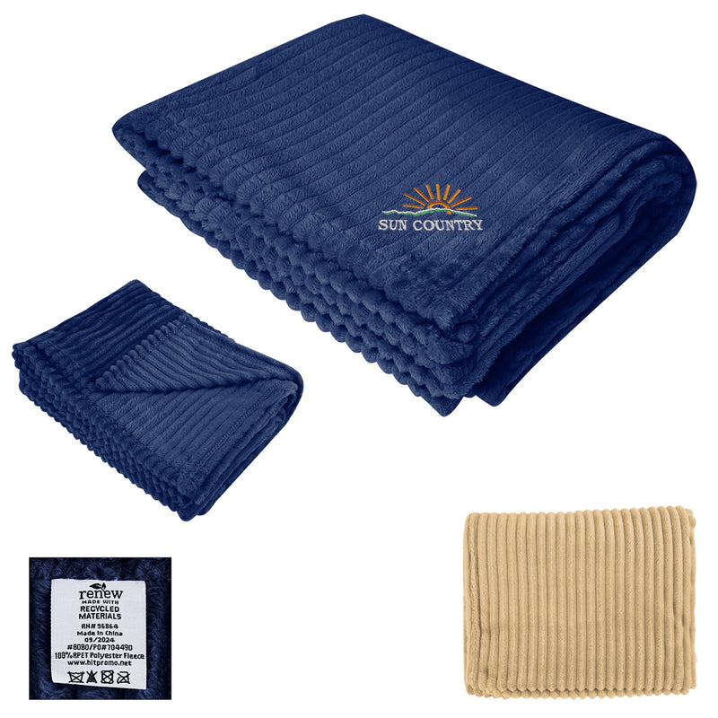 Load image into Gallery viewer, Raleigh Recycled Ribbed Flannel Blanket (Embroidered)
