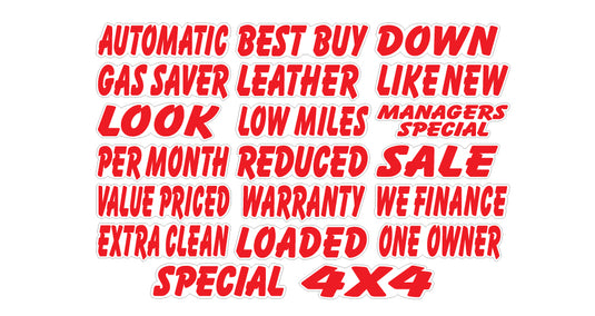 Red & White Die Cut Slogans