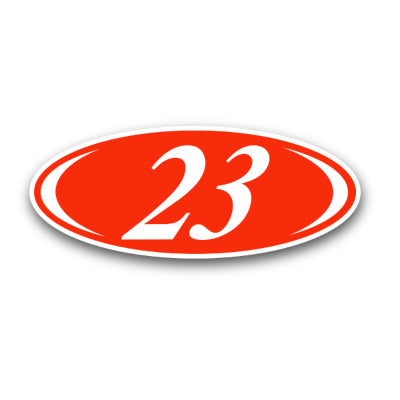 Red & White Two Digit Oval Year Model