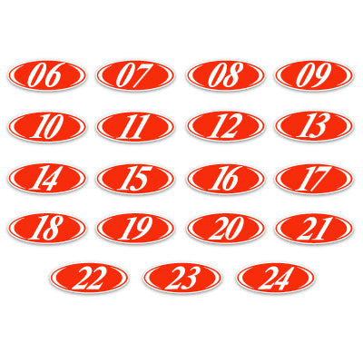 Load image into Gallery viewer, Red &amp; White Two Digit Oval Year Model
