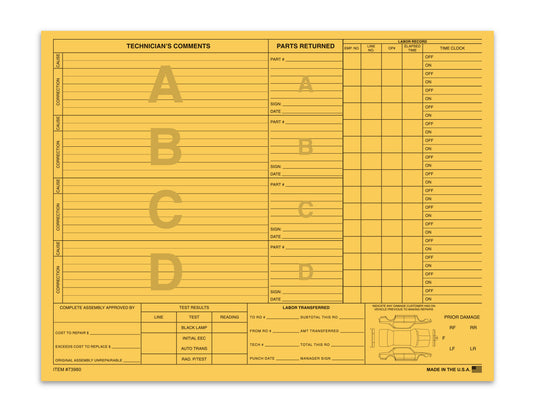 Repair Orders - 90# Buff Stock - 4 Option Qty. 100