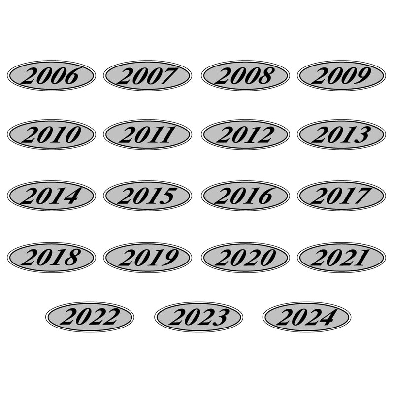 Load image into Gallery viewer, Silver &amp; Black Oval Year Model

