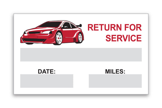 Static Cling Reminders - Return for Service Red Car - Qty: 100