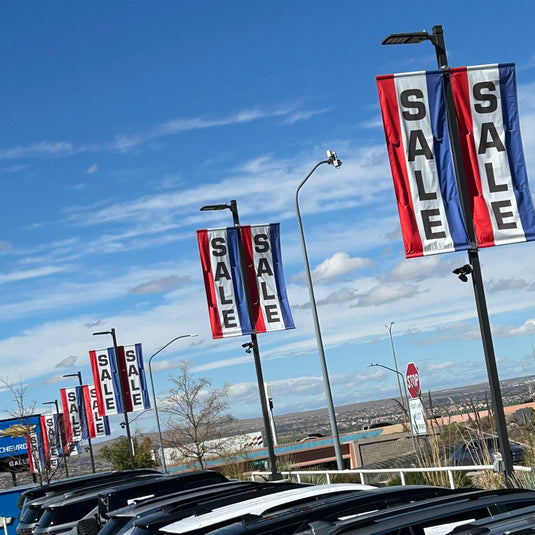 3ft x 8ft  Drape Flag with sleeves- Vertical Slogan