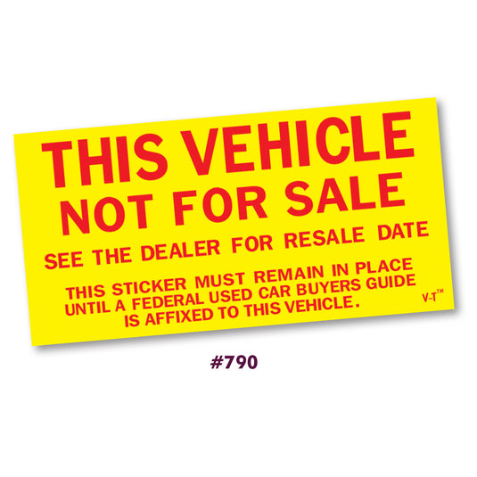 This Vehicle Not For Sale Decals - Pack of 100