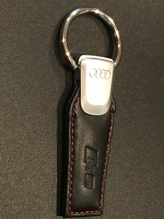 Twist & Release Brushed Chrome Metal/Leather Key Fob