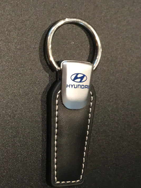 Twist & Release Brushed Chrome Metal/Leather Key Fob