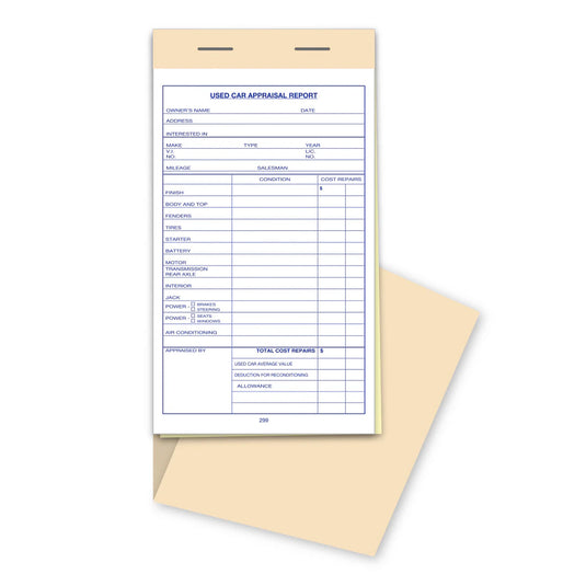 Used Vehicle Appraisal Book - #299 - 2 Part - Qty. 25 per book