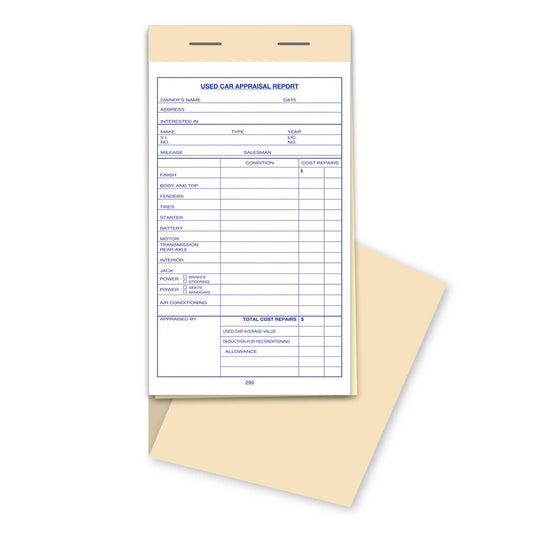 Used Vehicle Appraisal Book - TC-47 - 3 Part - Qty. 25 per book