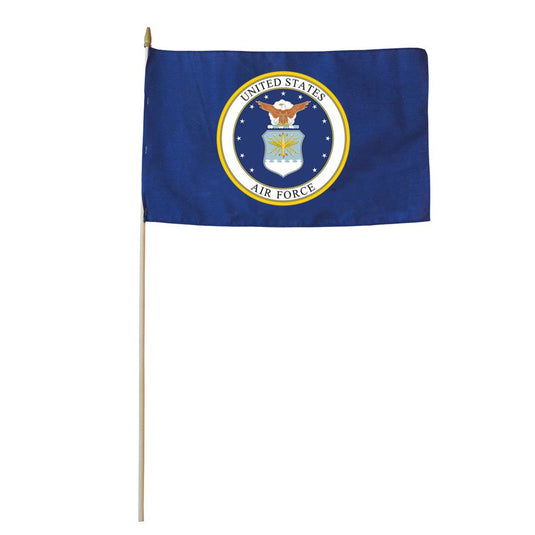 Valley Forge® 12" x 18" US Military Air Force Stick Flag - Mounted on 30" Wooden Stick - 12 pack