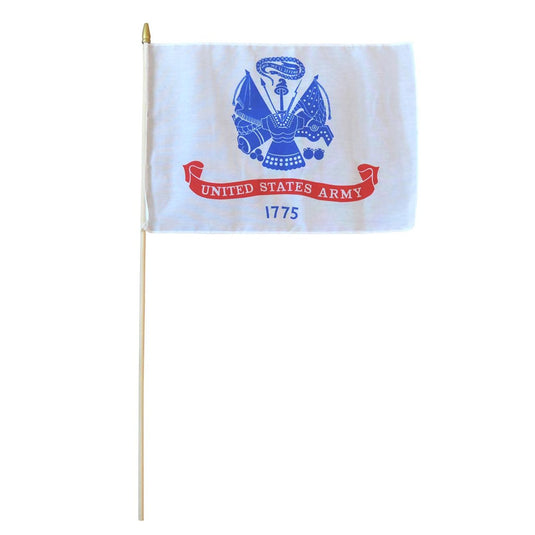 Valley Forge® 12" x 18" US Military Army Stick Flag - Mounted on 30" Wooden Stick - 12 pack
